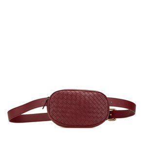 BOTTEGA VENETA Red Leather Intrecciato Fanny Pack